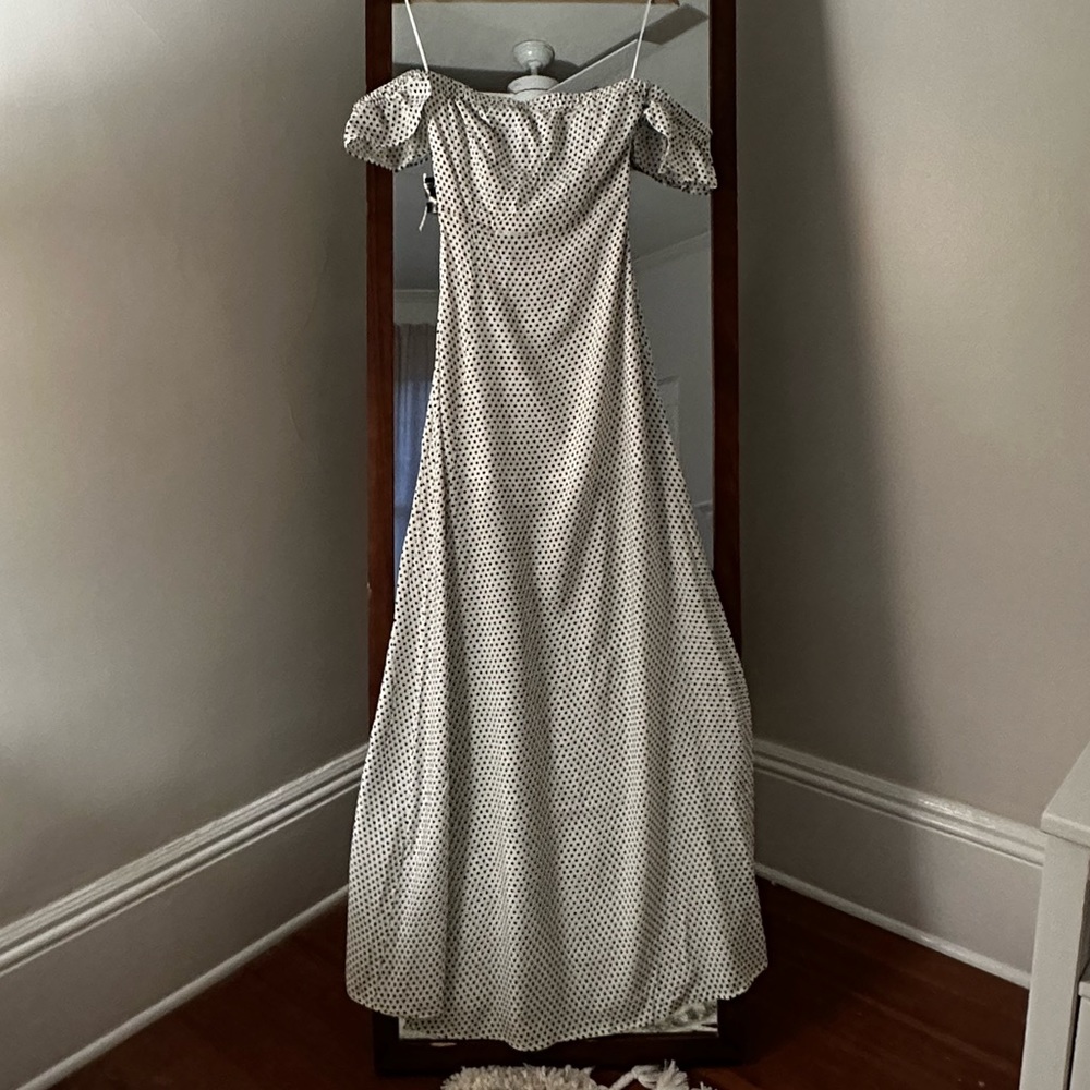 Ressa’s Boutique - White with Black Polka Dot - Rayon & Polyester - Maxi